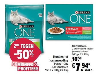 Promoties Honden- of kattenvoeding purina - one - Purina - Geldig van 24/09/2020 tot 30/09/2020 bij Delhaize