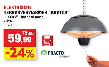 Promoties Practo elektrische terrasverwarmer kratos - Practo - Geldig van 23/09/2020 tot 04/10/2020 bij Hubo