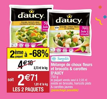 Promotions Mélange de choux fleurs et brocolis + carottes d`aucy - D'Aucy - Valide de 22/09/2020 à 27/09/2020 chez Migros