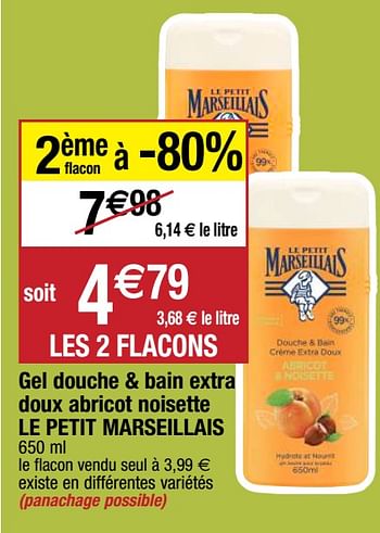 Promotions Gel douche + bain extra doux abricot noisette le petit marseillais - Le Petit Marseillais - Valide de 22/09/2020 à 27/09/2020 chez Migros