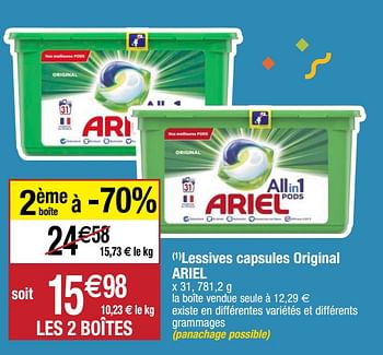 Promotions Lessives capsules original ariel - Ariel - Valide de 22/09/2020 à 27/09/2020 chez Migros