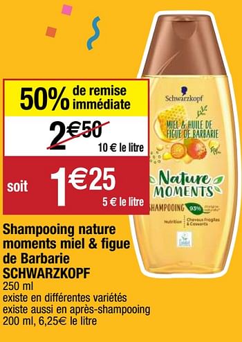 Promotions Shampooing nature moments miel + figue de barbarie schwarzkopf - Schwarzkopf - Valide de 22/09/2020 à 27/09/2020 chez Migros