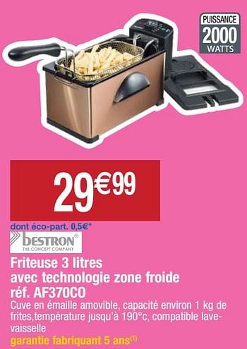 Promotions Bestron friteuse 3 litres avec technologie zone froide af370co - Bestron - Valide de 22/09/2020 à 27/09/2020 chez Migros
