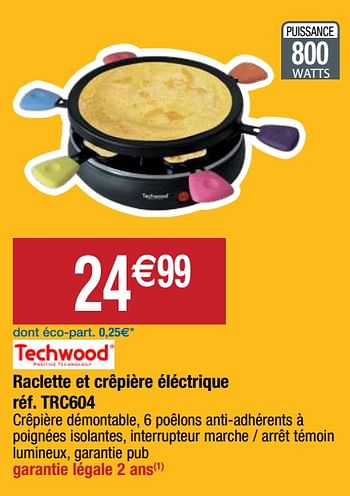 Promotions Techwood raclette et crêpière éléctrique trc604 - Techwood - Valide de 22/09/2020 à 27/09/2020 chez Migros