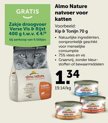 Promoties Almo nature natvoer voor katten kip + tonijn - Almo Nature - Geldig van 23/09/2020 tot 06/10/2020 bij Aveve