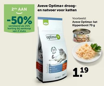 Promoties Aveve optima+ droog- en natvoer voor katten aveve optima+ kat kippenborst - Huismerk - Aveve - Geldig van 23/09/2020 tot 06/10/2020 bij Aveve