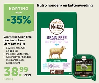 Promoties Grain free hondenbrokken light lam - Nutro - Geldig van 23/09/2020 tot 06/10/2020 bij Aveve