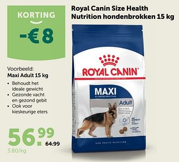 Promoties Royal canin size health nutrition hondenbrokken maxi adult - Royal - Geldig van 23/09/2020 tot 06/10/2020 bij Aveve