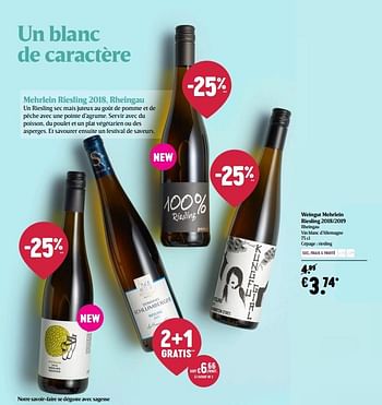 Promotions Weingut mehrlein riesling 2018-2019 rheingau vin blanc d`allemagne - Vins blancs - Valide de 24/09/2020 à 14/10/2020 chez Delhaize