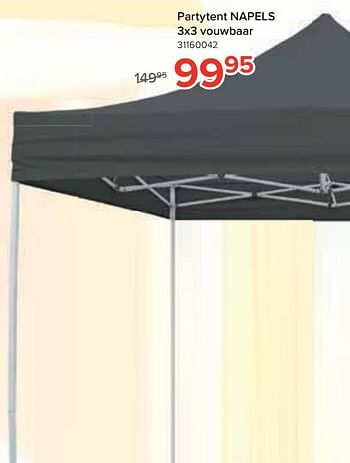 Promoties Partytent napels 3x3 vouwbaar - Huismerk - Euroshop - Geldig van 25/09/2020 tot 18/10/2020 bij Euro Shop