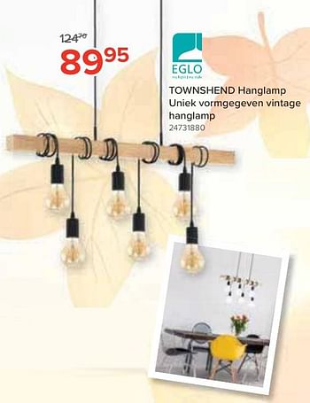 Promoties Townshend hanglamp - Eglo - Geldig van 25/09/2020 tot 18/10/2020 bij Euro Shop