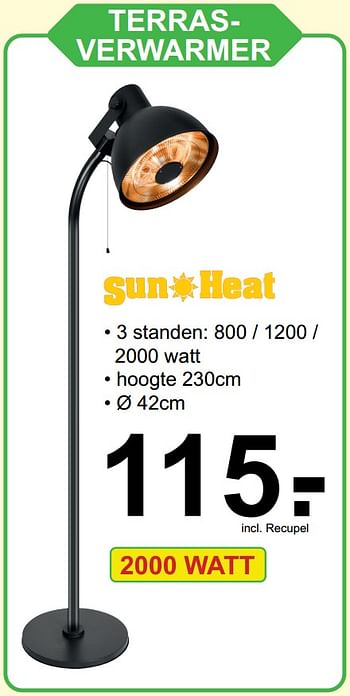 Besnoeiing grens bedriegen Sun Heat Terrasverwarmer - Promotie bij Van Cranenbroek