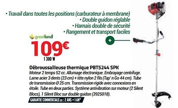 Promotions Débroussailleuse thermique pbt5244 spk - Produit Maison - Bricorama - Valide de 16/09/2020 à 04/10/2020 chez Bricorama