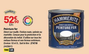 Promotions Peinture fer - Hammerite - Valide de 16/09/2020 à 04/10/2020 chez Bricorama