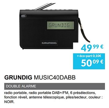 Promotions Radio grundig music40dabb - Grundig - Valide de 01/07/2020 à 31/03/2021 chez Copra