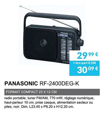 Promotions Radio panasonic rf-2400deg-k - Panasonic - Valide de 01/07/2020 à 31/03/2021 chez Copra