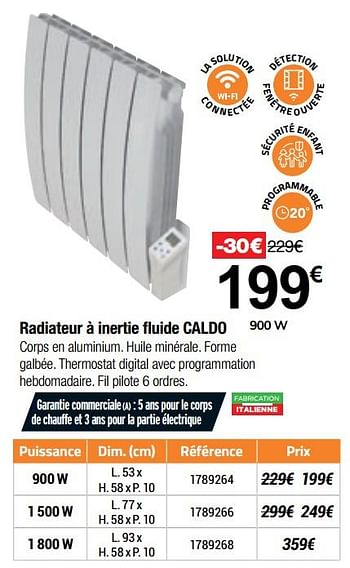 Promotions Radiateur à inertie fluide caldo - Produit Maison - Bricorama - Valide de 16/09/2020 à 04/10/2020 chez Bricorama