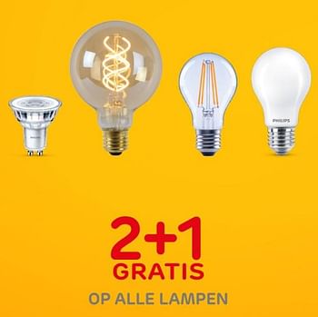 Promoties 2+1 gratis op alle lampen - Philips - Geldig van 30/09/2020 tot 12/10/2020 bij Brico