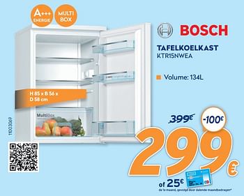 Promoties Bosch tafelkoelkast ktr15nwea - Bosch - Geldig van 28/09/2020 tot 31/10/2020 bij Krefel