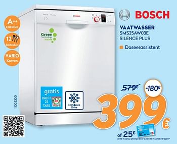 Promotions Bosch vaatwasser sms25aw03e silence plus - Bosch - Valide de 28/09/2020 à 31/10/2020 chez Krefel