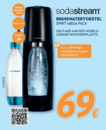 Promoties Bruiswatertoestel spirit mega pack - Sodastream - Geldig van 28/09/2020 tot 31/10/2020 bij Krefel