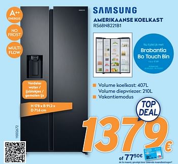 Promoties Samsung amerikaanse koelkast rs68n8221b1 - Samsung - Geldig van 28/09/2020 tot 31/10/2020 bij Krefel