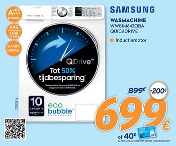 Promoties Samsung wasmachine ww81m642oba quickdrive - Samsung - Geldig van 28/09/2020 tot 31/10/2020 bij Krefel