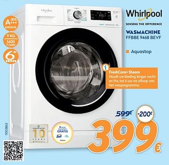 Promoties Whirlpool wasmachine ffbbe 9468 bevf - Whirlpool - Geldig van 28/09/2020 tot 31/10/2020 bij Krefel