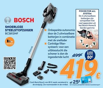 Promoties Bosch snoerloze steelstofzuiger bcs812inf - Bosch - Geldig van 28/09/2020 tot 31/10/2020 bij Krefel