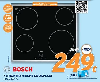 Promotions Bosch vitrokeramische kookplaat pke645d17e - Bosch - Valide de 28/09/2020 à 31/10/2020 chez Krefel