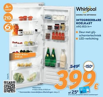 Promoties Whirlpool integreerbare koelkast arg 853-a++ - Whirlpool - Geldig van 28/09/2020 tot 31/10/2020 bij Krefel