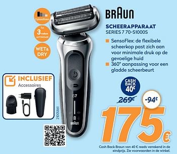 Promotions Braun scheerapparaat series 7 70-s1000s - Braun - Valide de 28/09/2020 à 31/10/2020 chez Krefel