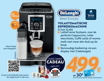 Promoties Delong volautomatische espressomachine ecam 23.460 - Delonghi - Geldig van 28/09/2020 tot 31/10/2020 bij Krefel