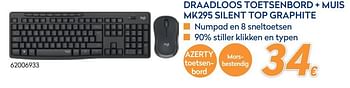 Promoties Draadloos toetsenbord + muis mk295 silent top graphite - Logitech - Geldig van 28/09/2020 tot 31/10/2020 bij Krefel