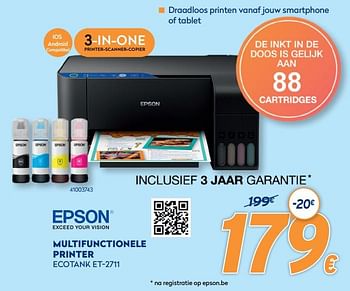 Promoties Epson multifunctionele printer ecotank et-2711 - Epson - Geldig van 28/09/2020 tot 31/10/2020 bij Krefel