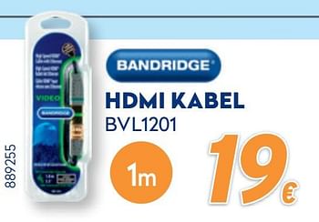 Promoties Hdmi kabel bvl1201 - Bandridge - Geldig van 28/09/2020 tot 31/10/2020 bij Krefel