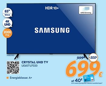 Promoties Samsung crystal uhd tv ue65tu7020 - Samsung - Geldig van 28/09/2020 tot 31/10/2020 bij Krefel