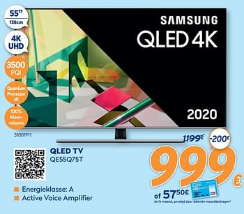 Promotions Samsung qled tv qe55q75t - Samsung - Valide de 28/09/2020 à 31/10/2020 chez Krefel