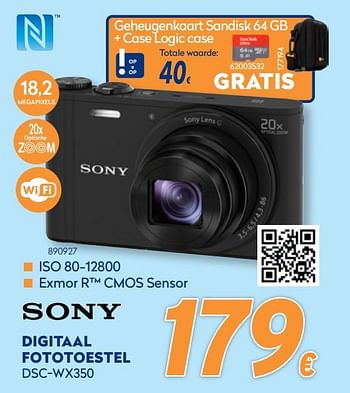 Promoties Sony digitaal fototoestel dsc-wx350 - Sony - Geldig van 28/09/2020 tot 31/10/2020 bij Krefel