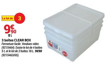Promotions 3 boîtes clear box - Produit Maison - Bricorama - Valide de 16/09/2020 à 04/10/2020 chez Bricorama