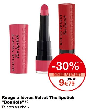 Promoties Rouge à lèvres velvet the lipstick bourjois - Bourjois - Geldig van 23/09/2020 tot 04/10/2020 bij MonoPrix