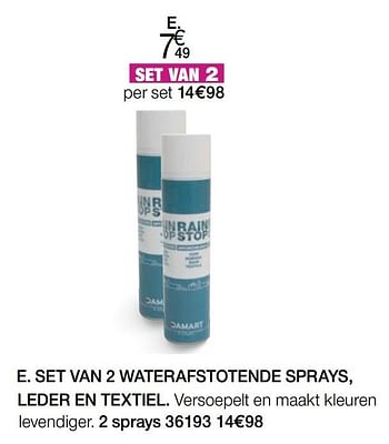 Promoties Set van 2 waterafstotende sprays - Huismerk - Damart - Geldig van 22/09/2020 tot 15/12/2020 bij Damart
