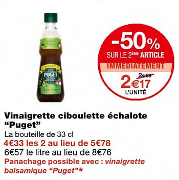 Promotions Vinaigrette ciboulette échalote puget - Puget - Valide de 23/09/2020 à 04/10/2020 chez MonoPrix