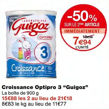 Promotions Croissance optipro 3 guigoz - guigoz - Valide de 23/09/2020 à 04/10/2020 chez MonoPrix