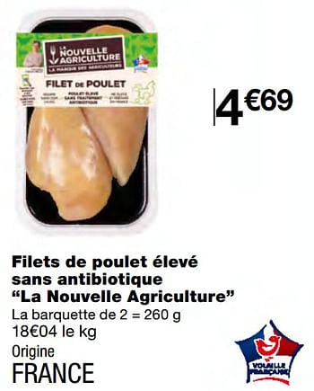 Promoties Filets de poulet élevé sans antibiotique la nouvelle agriculture - Huismerk - MonoPrix - Geldig van 23/09/2020 tot 04/10/2020 bij MonoPrix
