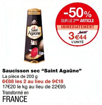 Promotions Saucisson sec saint agaûne - Saint Agaune - Valide de 23/09/2020 à 04/10/2020 chez MonoPrix