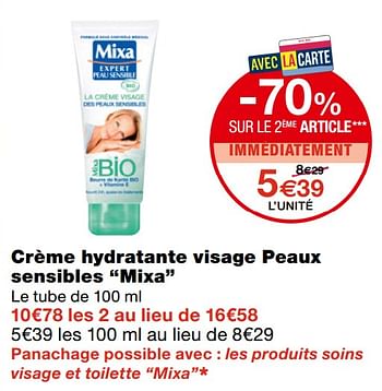 Promoties Crème hydratante visage peaux sensibles mixa - Mixa - Geldig van 23/09/2020 tot 04/10/2020 bij MonoPrix