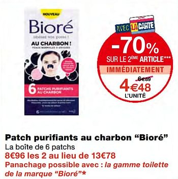 Promoties Patch purifiants au charbon bioré - Bioré  - Geldig van 23/09/2020 tot 04/10/2020 bij MonoPrix