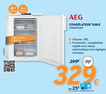 Promotions Aeg réfrigérateur table atb49e1aw - AEG - Valide de 28/09/2020 à 31/10/2020 chez Krefel