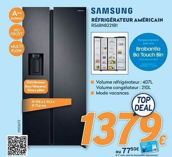 Promotions Samsung réfrigérateur américain rs68n8221b1 - Samsung - Valide de 28/09/2020 à 31/10/2020 chez Krefel